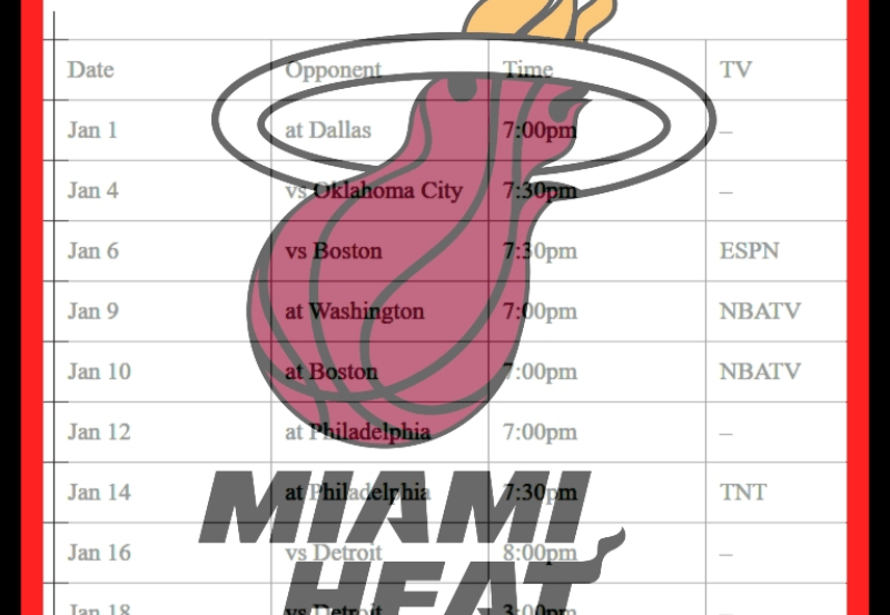 Miami Heat Schedule